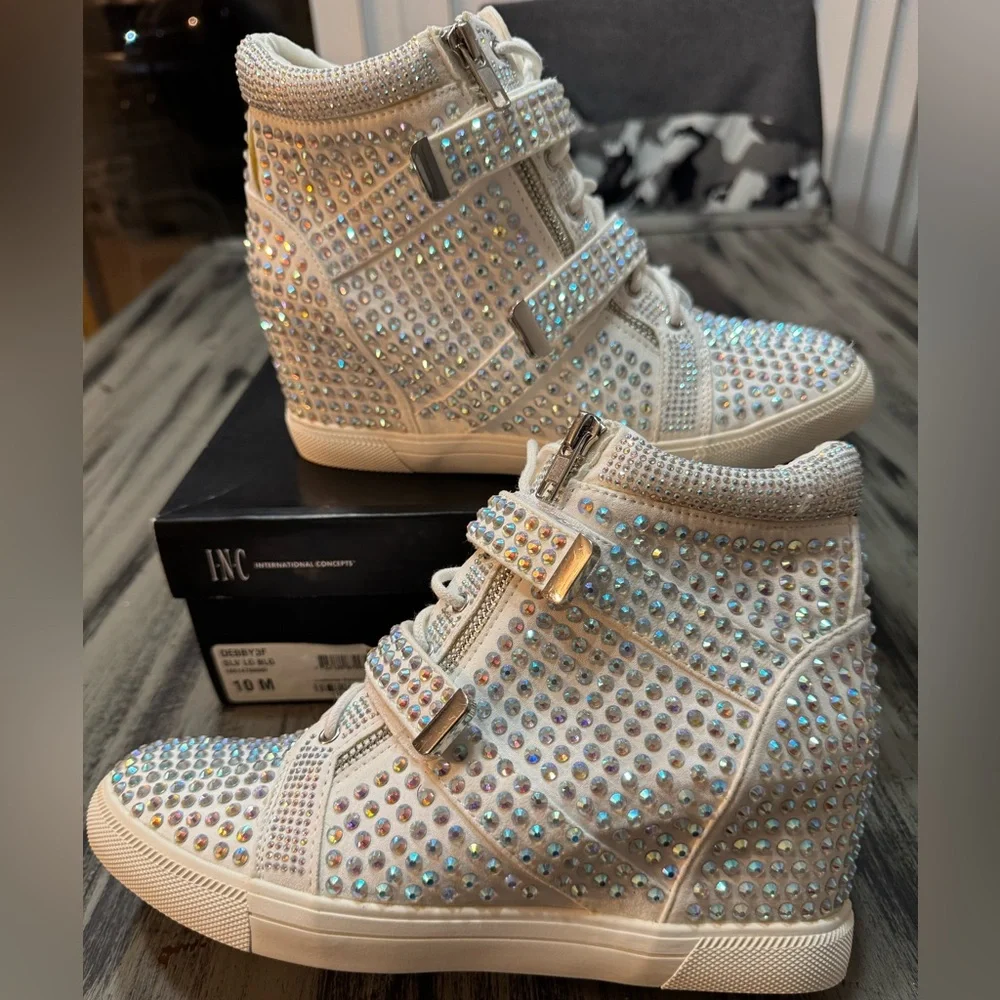 INC International Concepts Women’s Debby Rhinestone Wedge Sneakers Size 10 - Picture 7 of 13